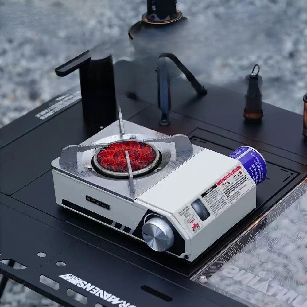 Camping Infrared Cooking Stove Portable Windproof Butane Cooker 25cm - White