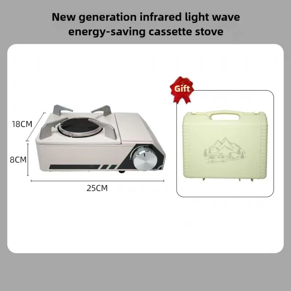 Camping Infrared Cooking Stove Portable Windproof Butane Cooker 25cm - White