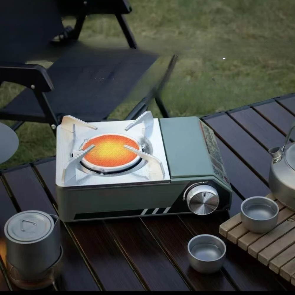 Camping Infrared Cooking Stove Portable Windproof Butane Cooker 25cm - White
