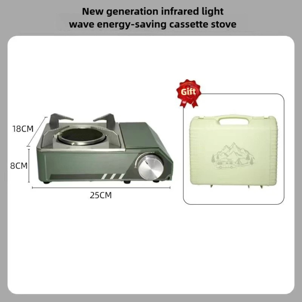 Camping Infrared Cooking Stove Portable Windproof Butane Cooker 25cm - Army Green