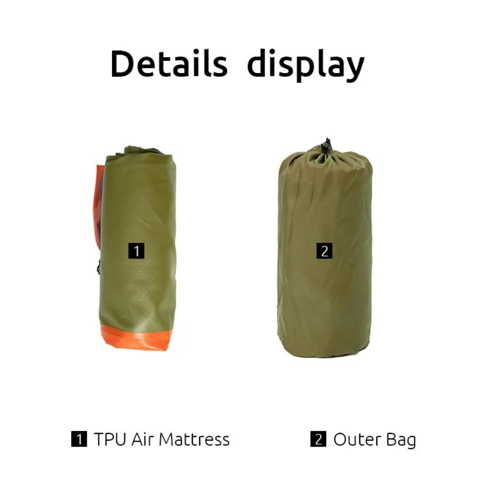 Camping Air Mattress Inflatable TPU Sleeping Pad Ultralight Portable - Green