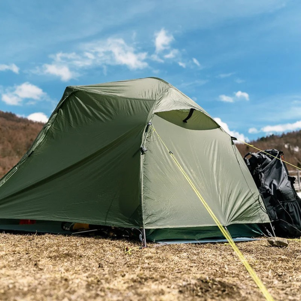 Camping Tent 1 Person Lightweight Waterproof Trekking Tent with Footprint - Army Green