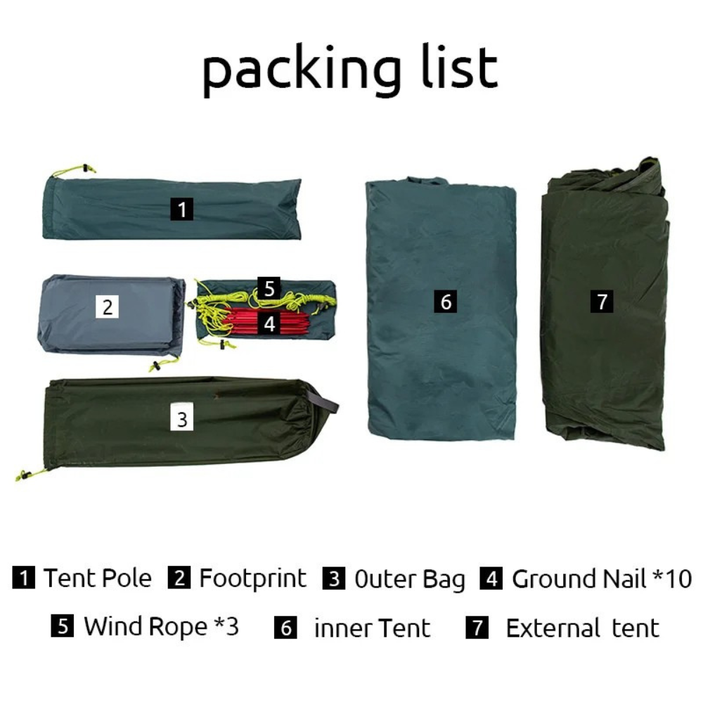Camping Tent 1 Person Lightweight Waterproof Trekking Tent with Footprint - Army Green
