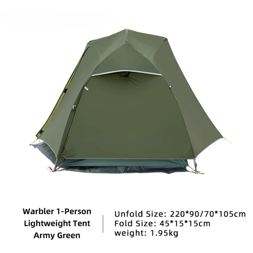 Camping Tent 1 Person Lightweight Waterproof Trekking Tent with Footprint - Army Green