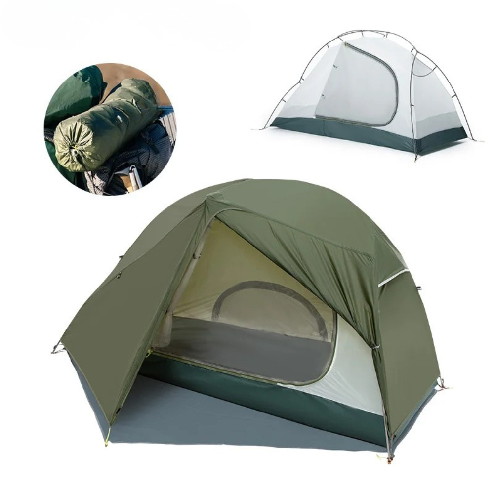 Camping Tent 1 Person Lightweight Waterproof Trekking Tent with Footprint - Army Green