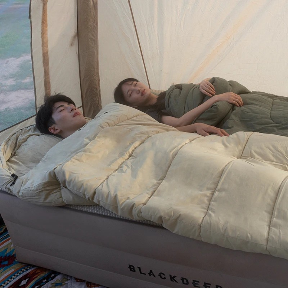 Sleeping Bag Portable Outdoor Camping Quilt Envelope Style Warm - Green