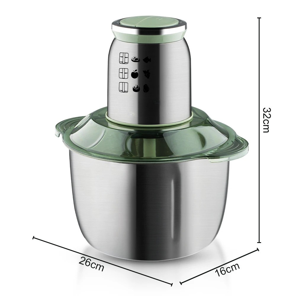 Electric Meat Grinder 5L 1000W Stainless Steel Food Processor - Green