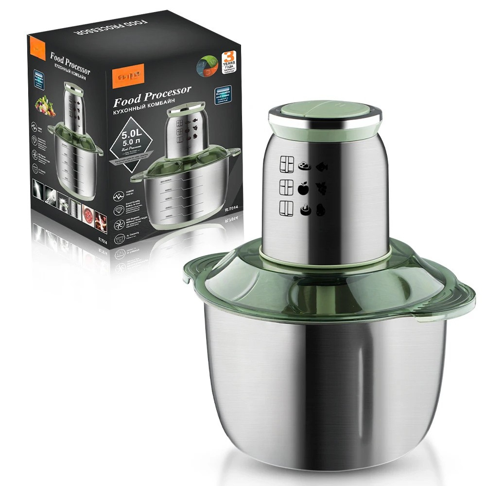 Electric Meat Grinder 5L 1000W Stainless Steel Food Processor - Green
