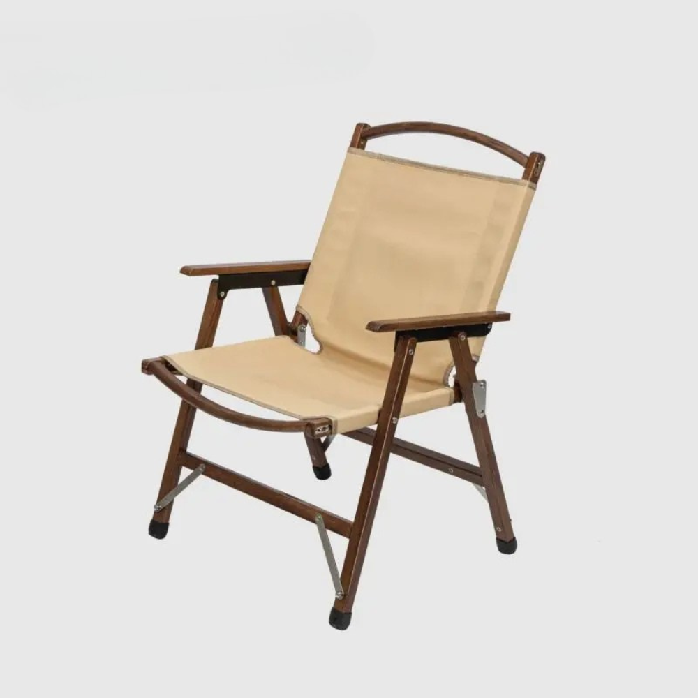 Camping Chair Solid Wood Folding Outdoor Relax Chair Portable - Khaki
