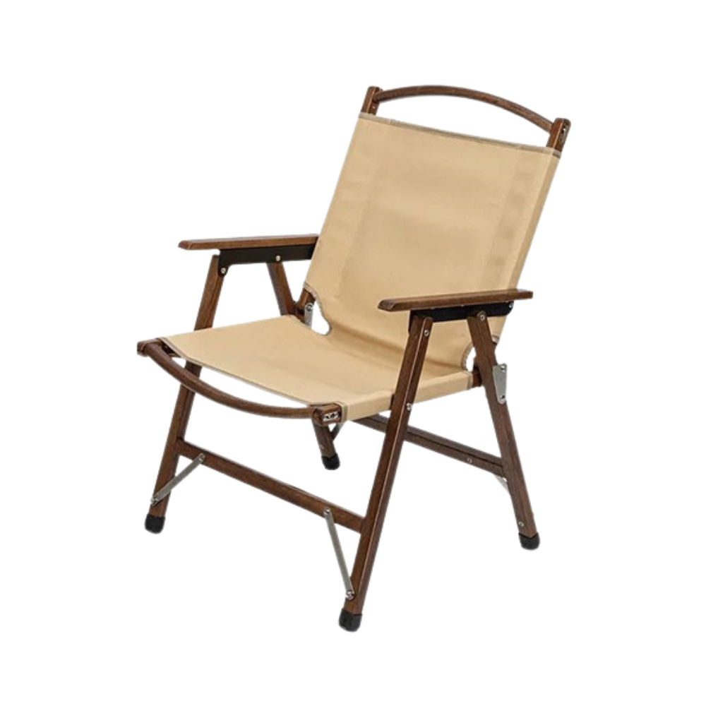 Camping Chair Solid Wood Folding Outdoor Relax Chair Portable - Khaki