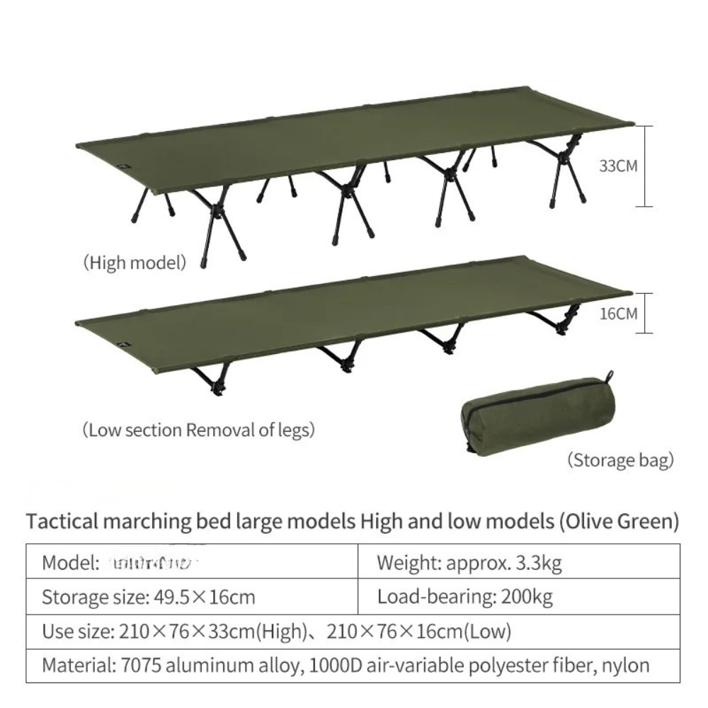Camping Cot Portable Folding Outdoor Sleeping Bed Heavy Duty - Green