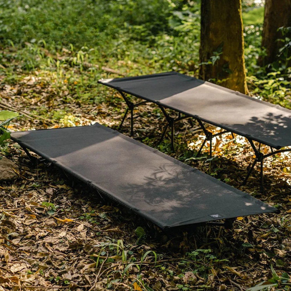 Camping Cot Portable Folding Outdoor Sleeping Bed Heavy Duty - Black