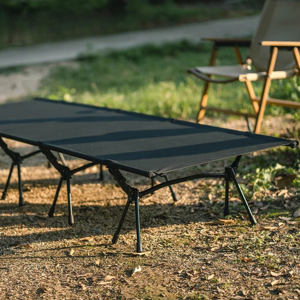 Camping Cot Portable Folding Outdoor Sleeping Bed Heavy Duty - Black