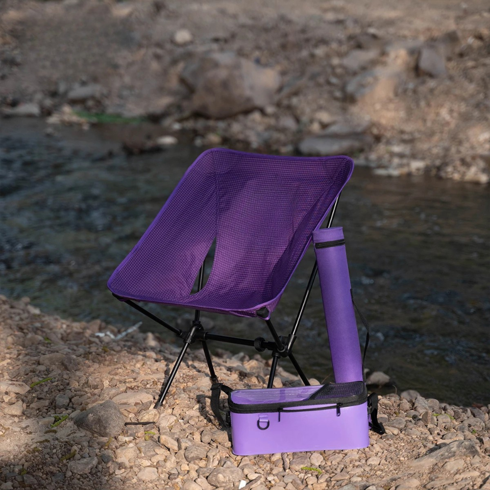 Camping Chair 850g Ultra-Light Foldable Dyneema 7075 Aluminum Portable – Purple