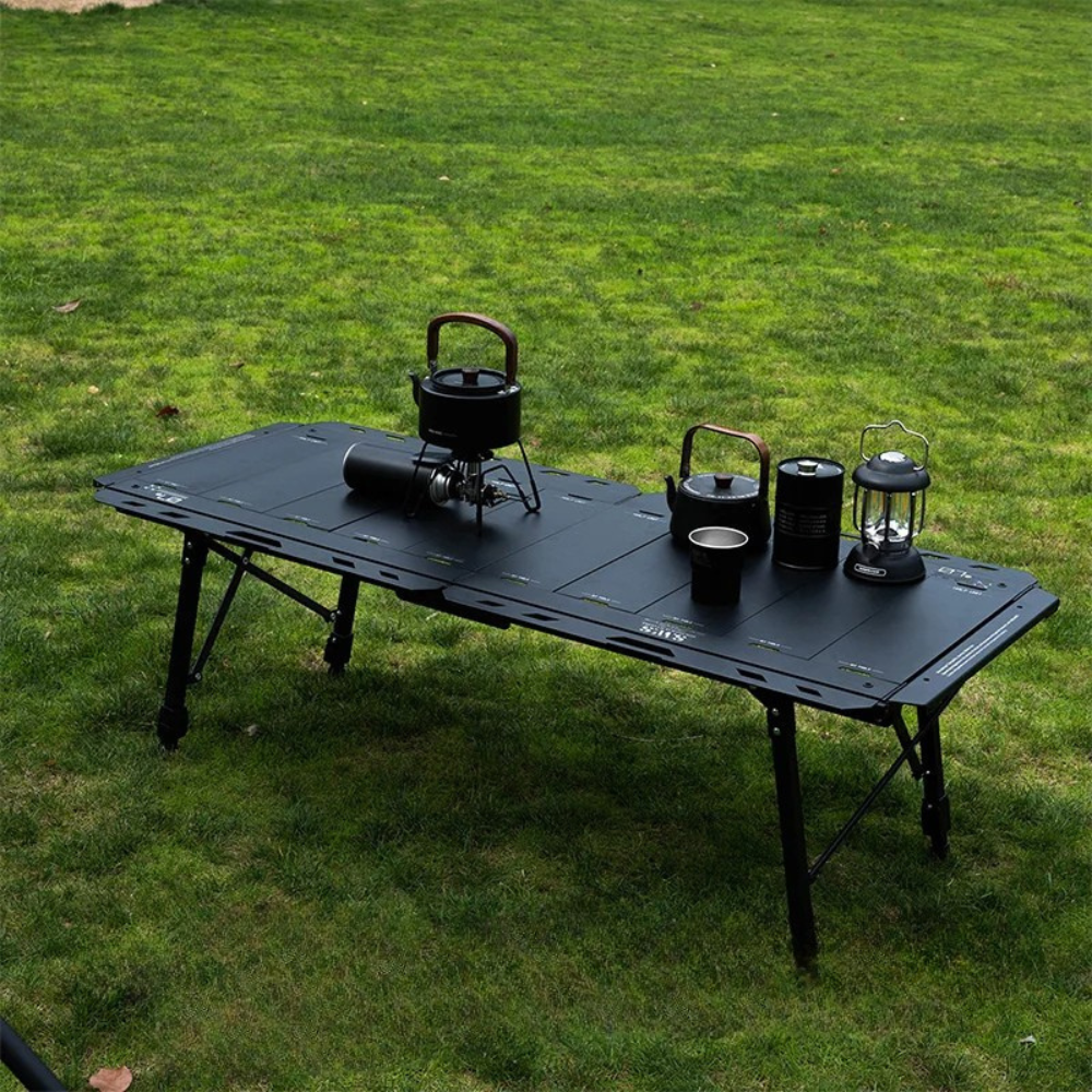 Camping Table 5 Unit IGT Aluminum Alloy Modular Folding BBQ Station – Black