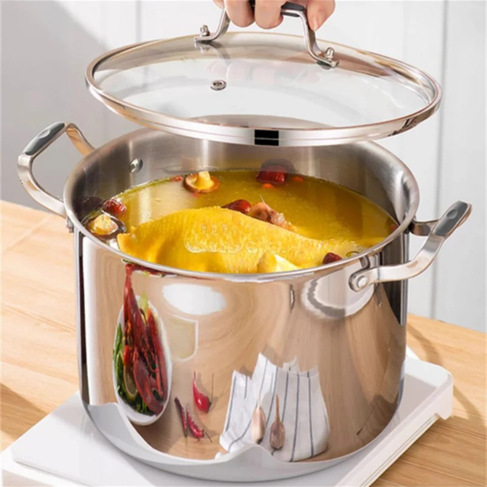 Stock Pot 28cm 316 Stainless Steel Deep Cooking Casserole with Lid