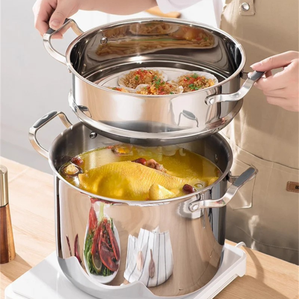 Soup Pot 32cm 316 Stainless Steel Deep Stock Cooking Pot with Lid