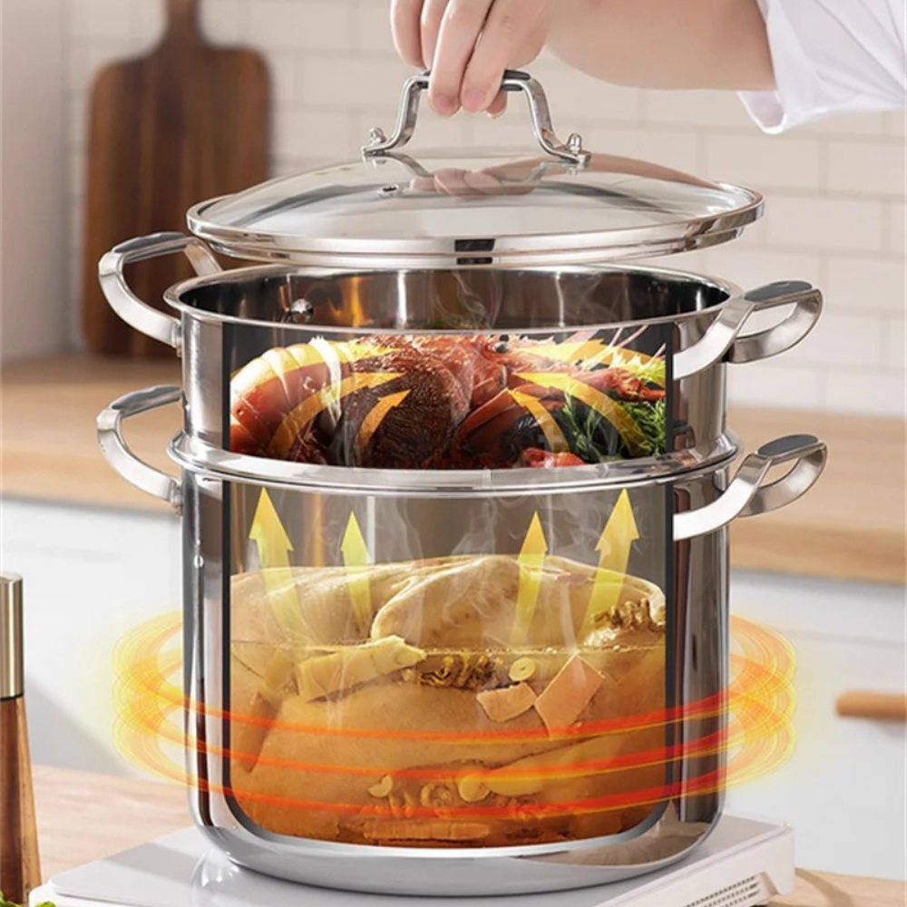 Stock Pot 28cm 316 Stainless Steel Deep Cooking Casserole with Lid