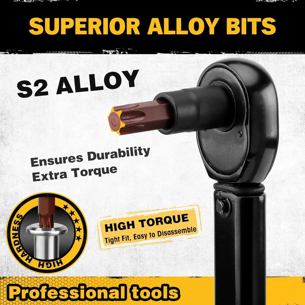 Torx Bit Socket Set 31PCS Heavy Duty CR-V & S2 Steel T8-T70 and E4-E24 Star Socket Tool Kit