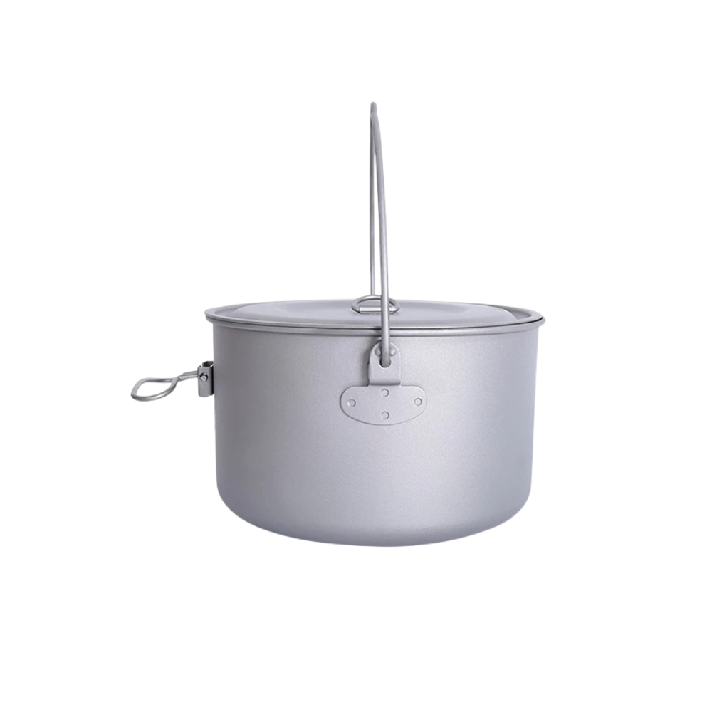 Titanium Camping Pot 1.95L Portable Hanging Cookware Ultralight Outdoor Cooking Pot with Handle