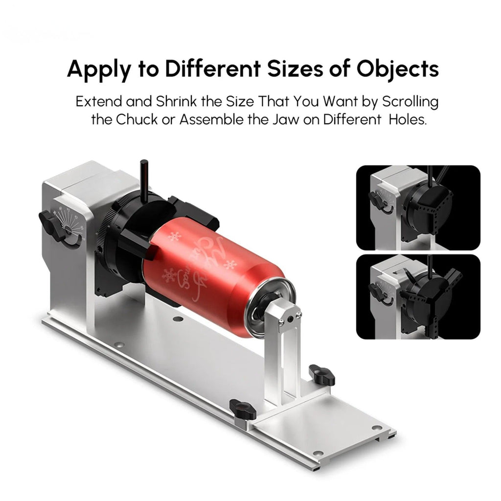 Laser Engraving Rotary Chuck 360° Adjustable Cylindrical Engraving Attachment 12cm Capacity