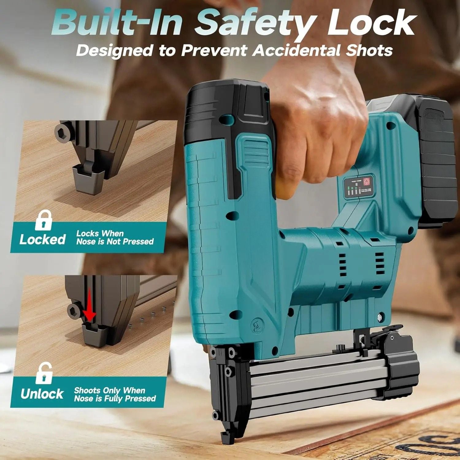 Nail Gun Cordless Brushless 2 in 1 Heavy Duty Brad Nailer 18V 16-32mm Nails with 800 Nails & 800 Staples