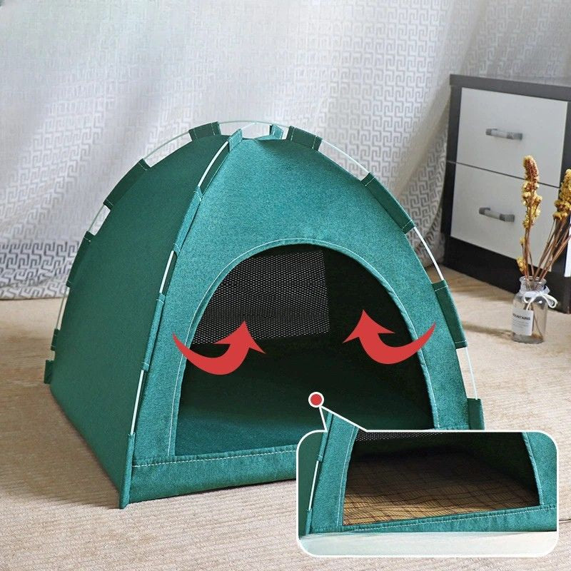Pet Tent Foldable Breathable Cat and Dog House Portable Four Season Pet Shelter - Pink