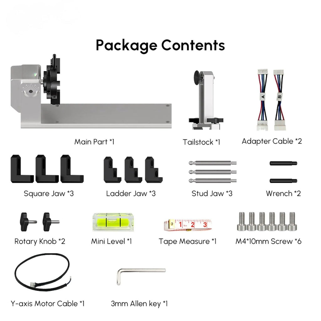 Laser Engraving Rotary Chuck 360° Adjustable Cylindrical Engraving Attachment 12cm Capacity