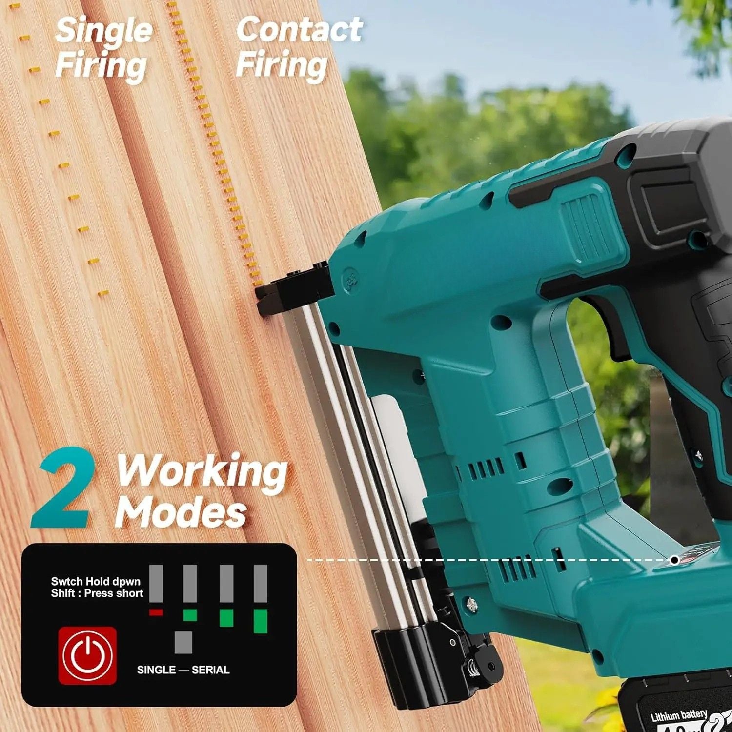 Nail Gun Cordless Brushless 2 in 1 Heavy Duty Brad Nailer 18V 16-32mm Nails with 800 Nails & 800 Staples