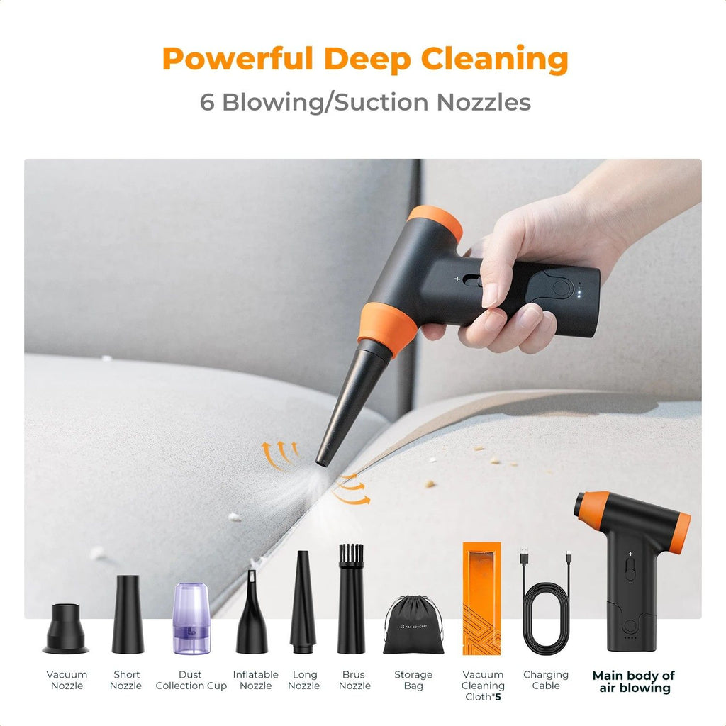 Electric Air Duster 5000mAh Cordless 150000RPM Blower and Vacuum Keyboard Cleaning Kit