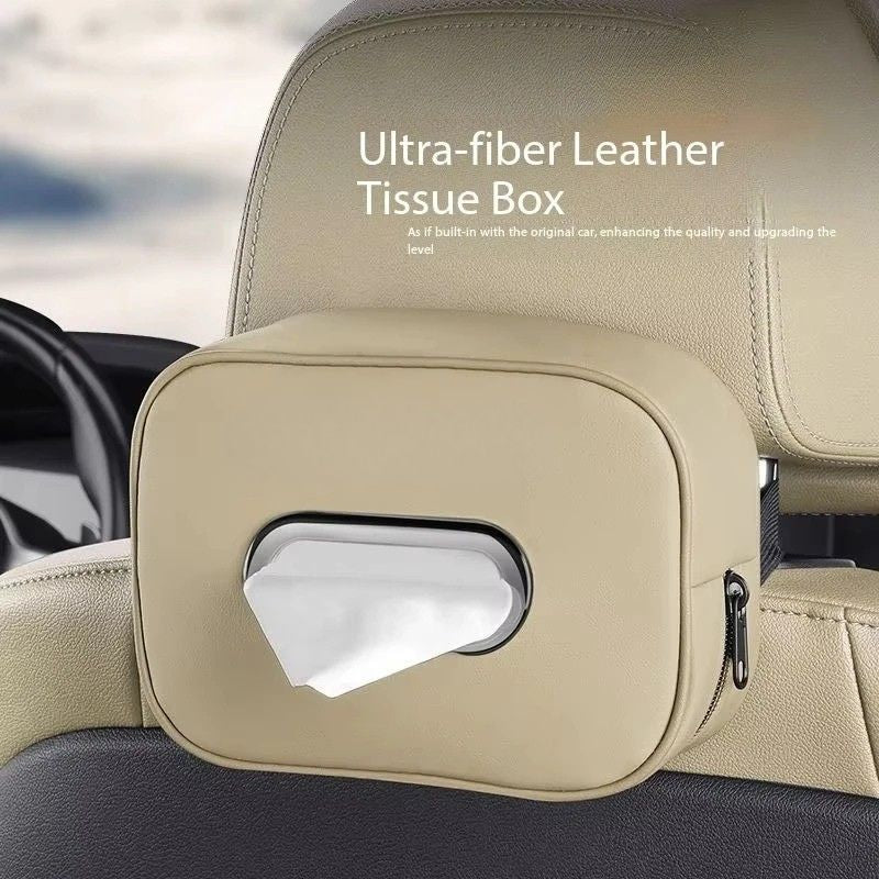 Car Tissue Holder Leather Hanging Paper Towel Storage Organiser Back Pocket Interior Accessory