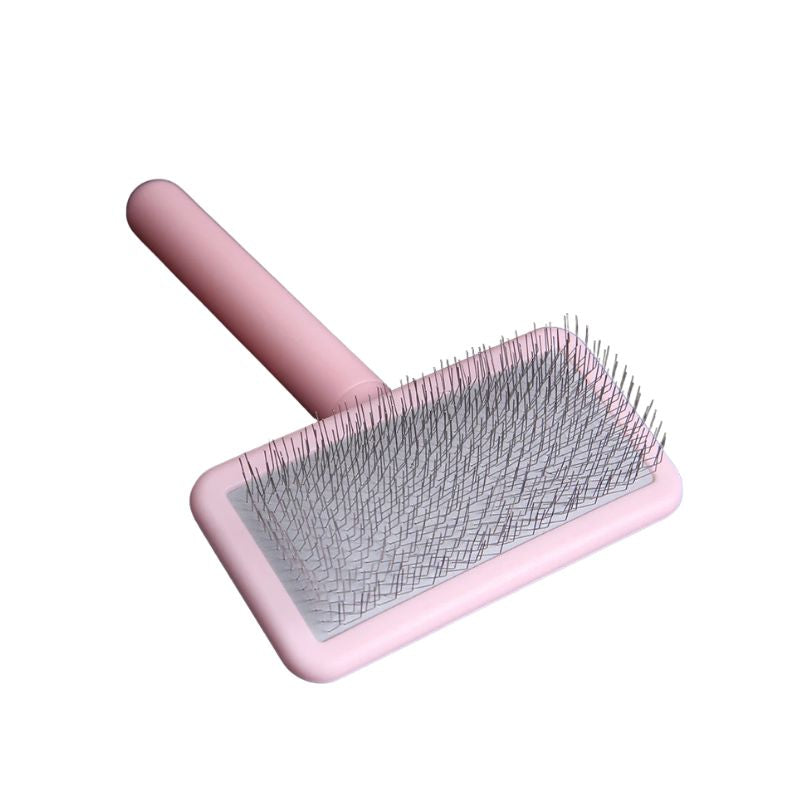 Pet Grooming Comb Soft Hard Needle Fur Removal Detangling Brush for Dogs and Cats - Pink