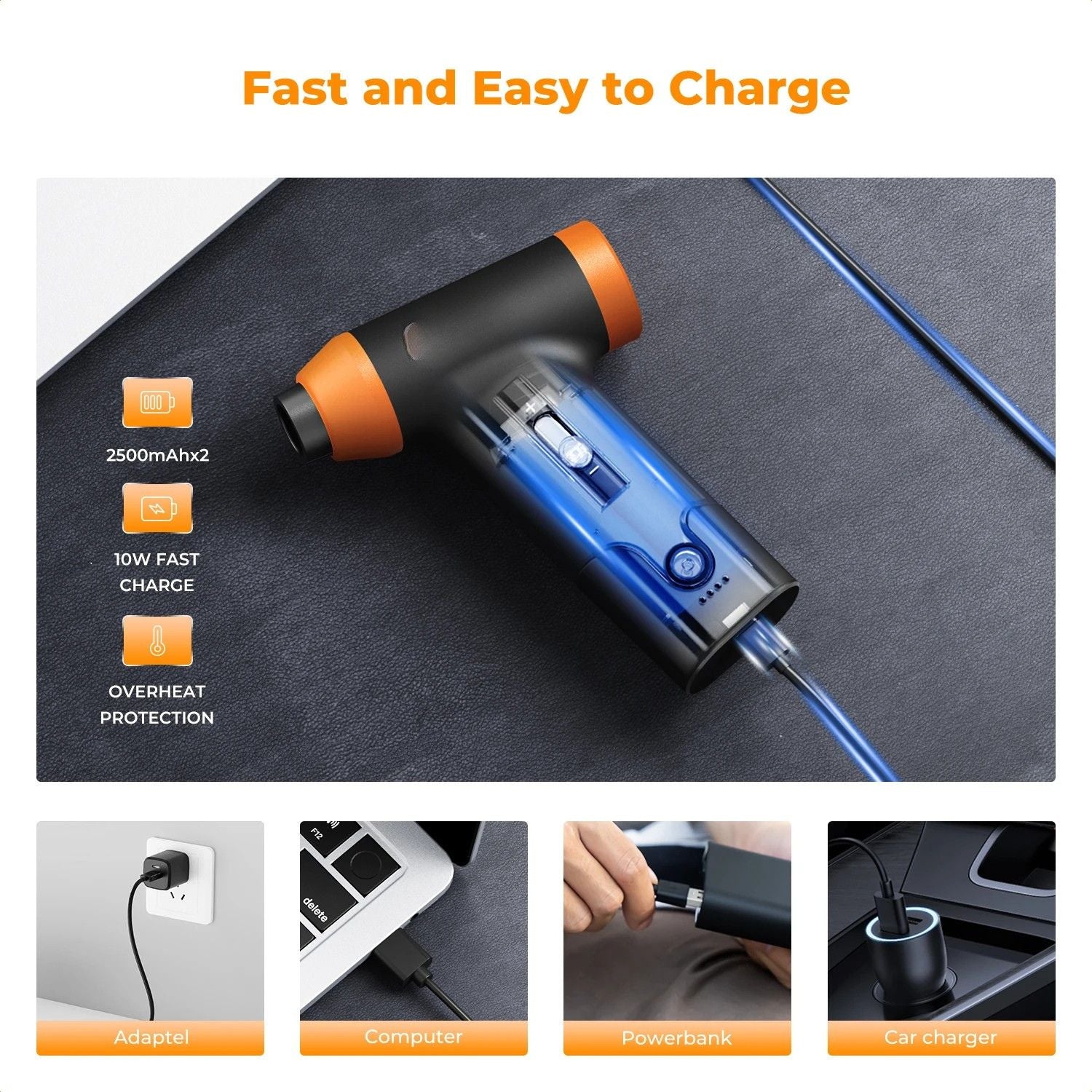 Electric Air Duster 5000mAh Cordless 150000RPM Blower and Vacuum Keyboard Cleaning Kit
