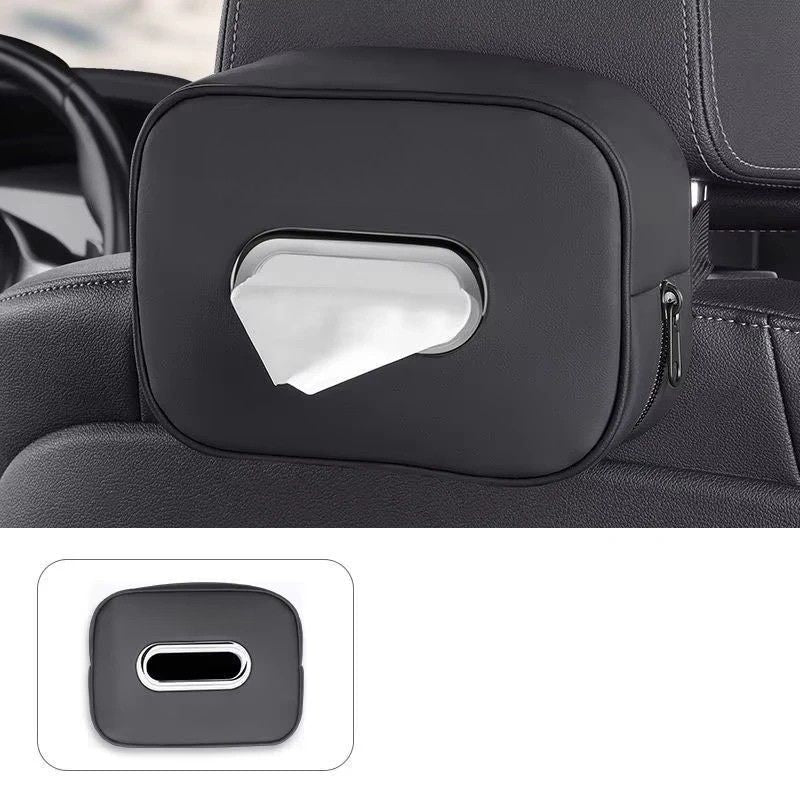 Car Tissue Holder Leather Hanging Paper Towel Storage Organiser Back Pocket Interior Accessory