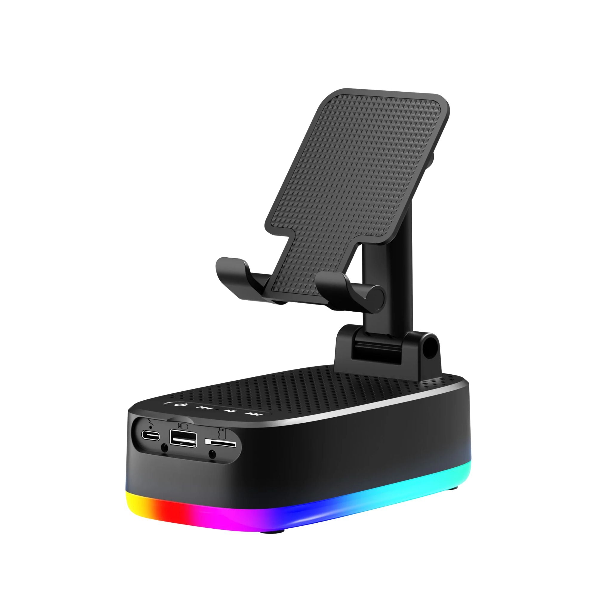 Phone Holder 6W Wireless Speaker 1800mAh Rechargeable Power Bank RGB Light Desktop Stand