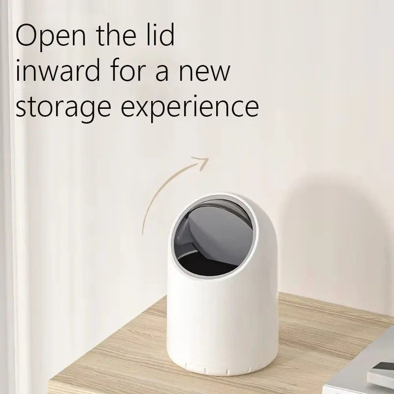 Desktop Trash Can 2L Touchless Induction Lid Wide Opening Compact Countertop Bin