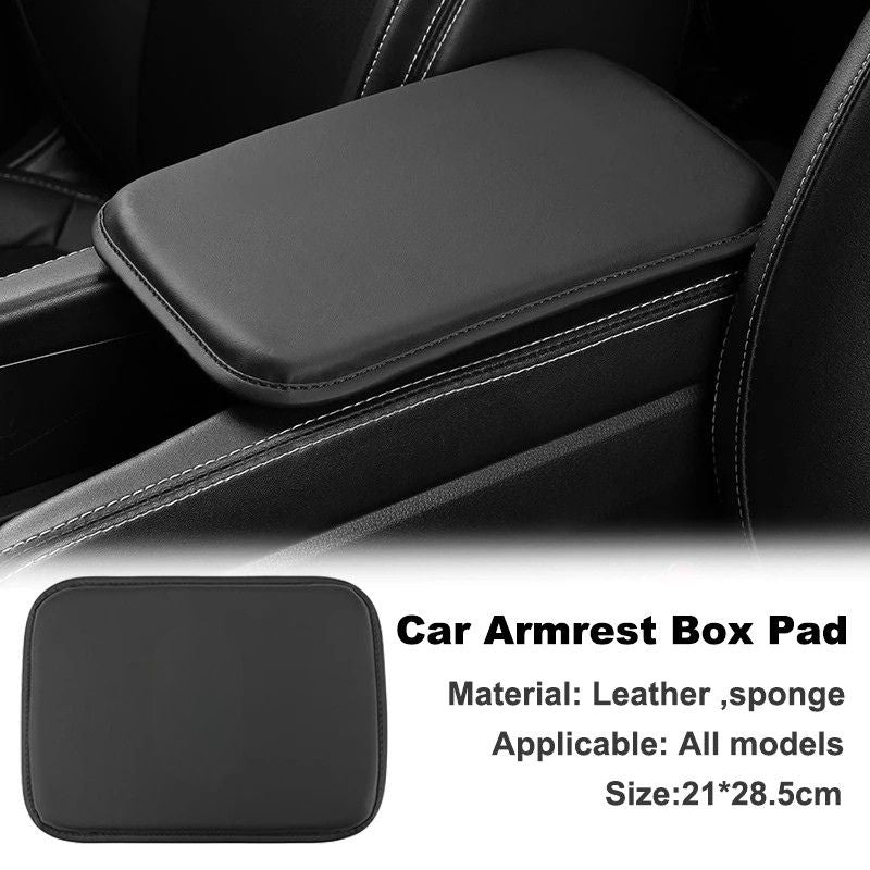 Car Armrest Cushion Pad 29cm Leather Centre Console Cover Wear Resistant Interior Protector - Brown