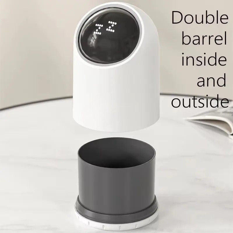 Desktop Trash Can 2L Touchless Induction Lid Wide Opening Compact Countertop Bin