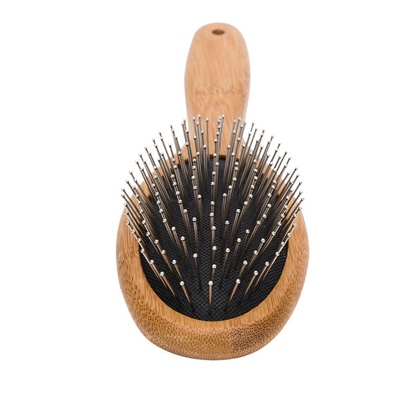 Pet Grooming Brush 22cm Bamboo Handle Stainless Steel Pin Hair Removal Comb - Medium