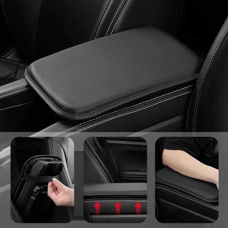 Car Armrest Cushion Pad 29cm Leather Centre Console Cover Wear Resistant Interior Protector - Brown