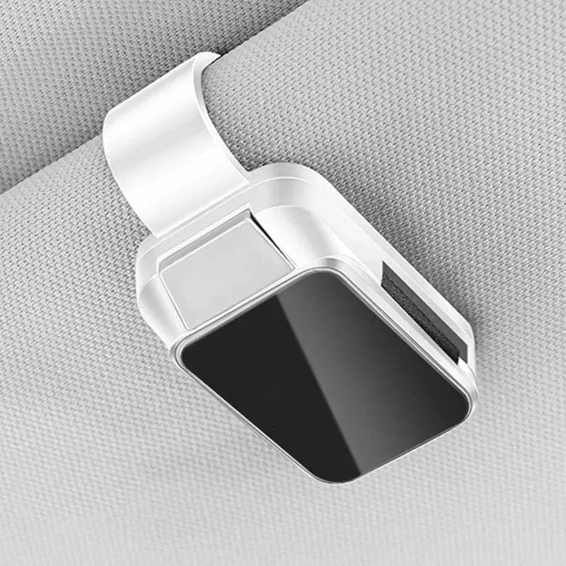 Car Sun Visor Glasses Clip One-Hand Press Holder Interior Eyewear Organiser - White