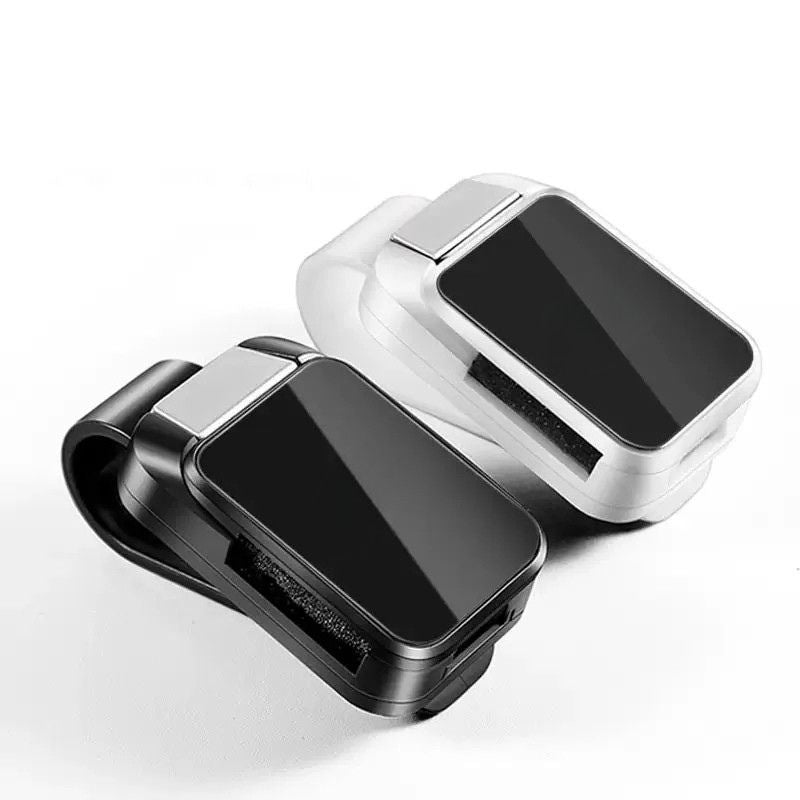 Car Sun Visor Glasses Clip One-Hand Press Holder Interior Eyewear Organiser - White