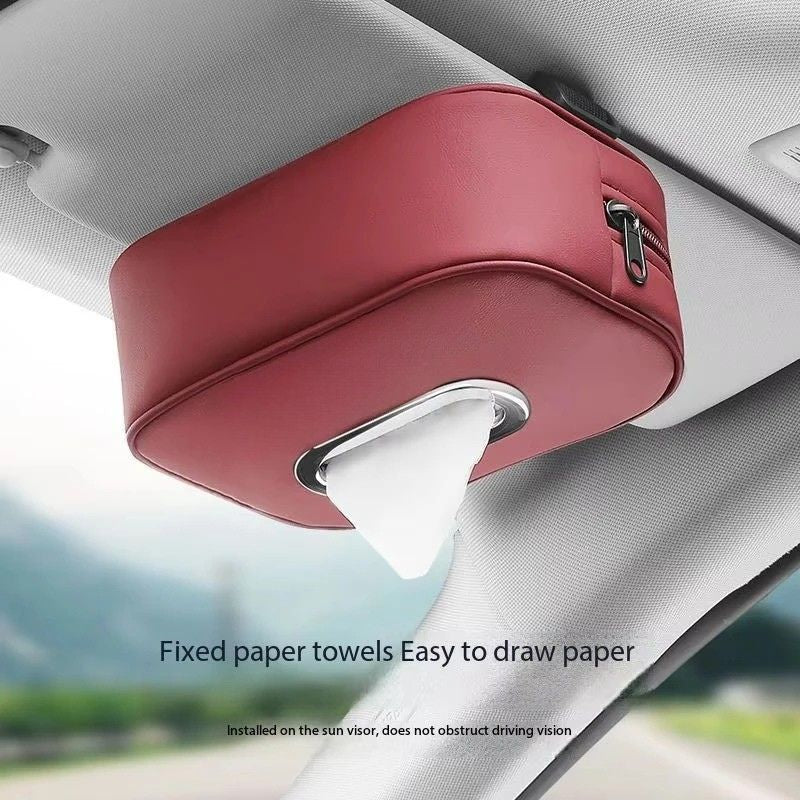 Car Tissue Holder Leather Hanging Paper Towel Storage Organiser Back Pocket Interior Accessory