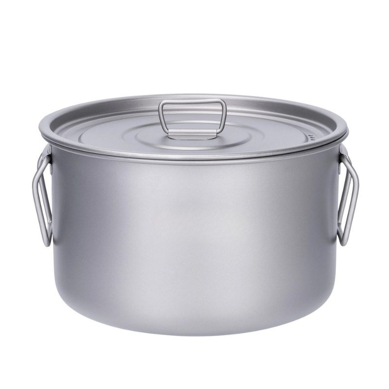 Titanium Camping Pot 2.4L Lightweight Outdoor Cooking Pot with Foldable Handles