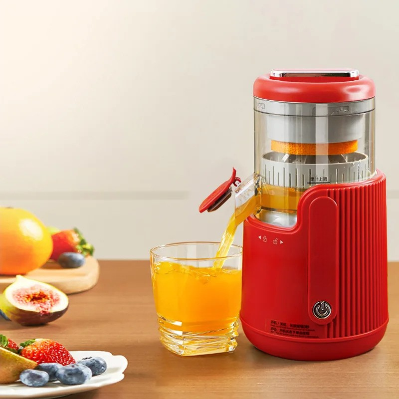Electric Orange Juicer 50W Large Diameter Fruit Juicing Machine with Pulp Separator - Red