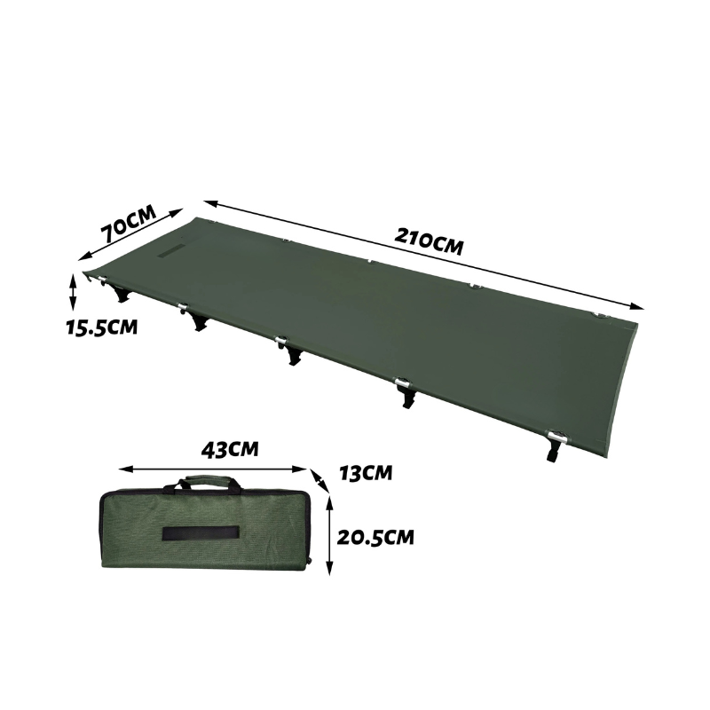 Camping Cot 70cm Wide Portable Folding Bed Ultralight Compact Tent Sleeping Cot - Green