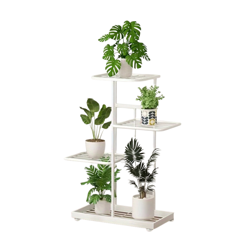 Plant Stand 6 Tier Metal Flower Pot Rack Indoor Outdoor Multi-Layer Plant Holder Storage Shelf - White