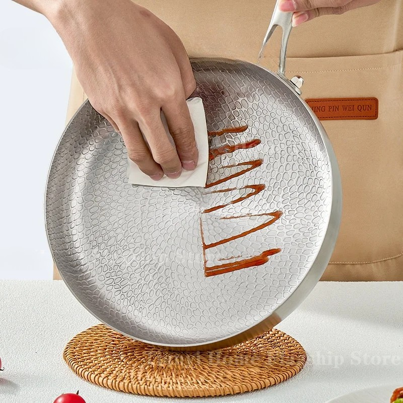 Frying Pan 20cm Non Stick Stainless Steel Skillet for Gas and Induction Cookers