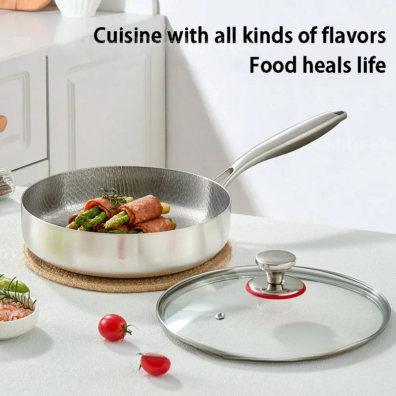 Frying Pan 20cm Non Stick Stainless Steel Skillet for Gas and Induction Cookers