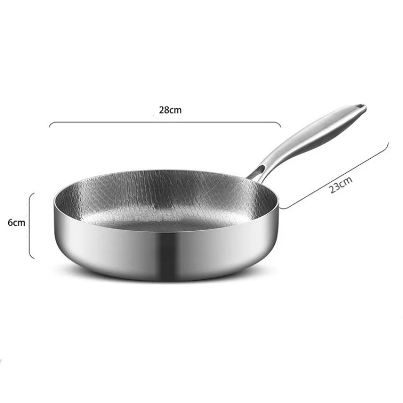 Frying Pan 28cm Non Stick Stainless Steel Skillet for Gas and Induction Cookers